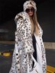 Leopard Print Hooded Toka Long-cut Thick Warm Mink Velvet Trench Coat