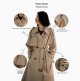 Twill Large Lapel Double Breasted Lacing Mid-length Trench Coat