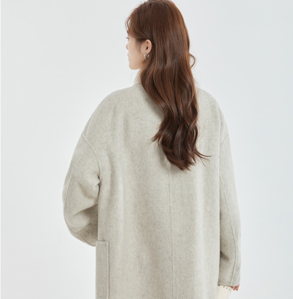 Stand Collar Loose Woolen Female Reversible Cashmere Coat