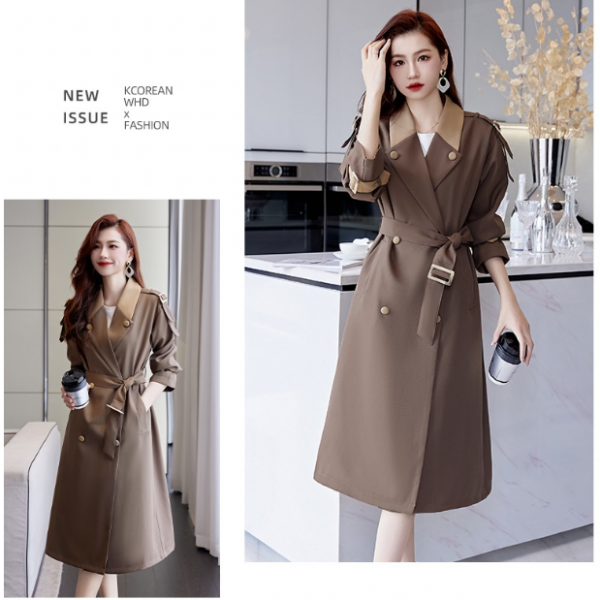 Trench Coat Women's Mid-length Casual Fashion Over The Knee Overcoat