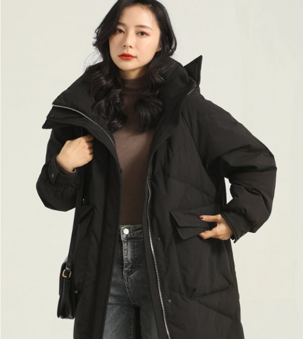 White Duck Down High-end Warm Women's Slimming Pinghu Coat