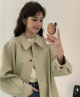 Retro A- Line Lantern Sleeve Mid-length Trench Coat For Women