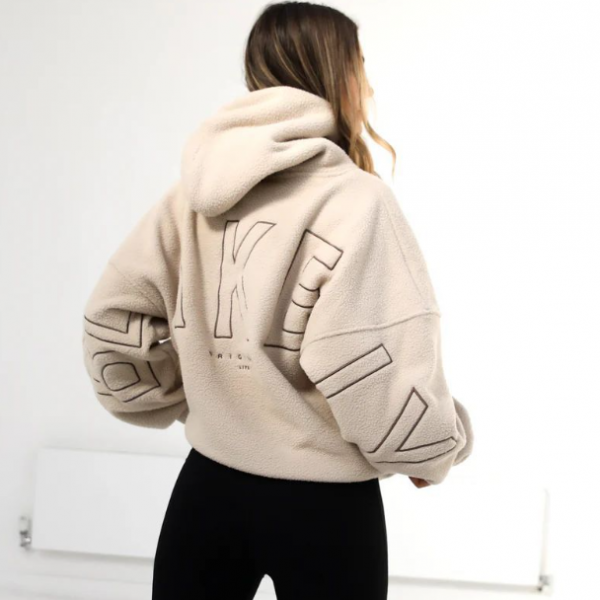 Women's Simple Loose Embroidered Lamb Fleece Coat