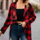 Women's Fashion Plaid Contrast Color Coat