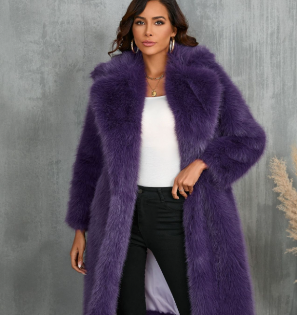 Thickened Long Section Suit Collar Mid-length Plush Fur Coat