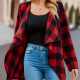 Women's Fashion Plaid Contrast Color Coat