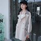 Loose Contrast Color Casual Creamy-white Short Trench Coat