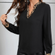 Women's Leopard Print Split V-neck Blouse Elegant Shirt