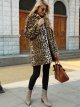 European And American Leopard Print Stud For Autumn And Winter Suit Collar Artificial Fur Coat