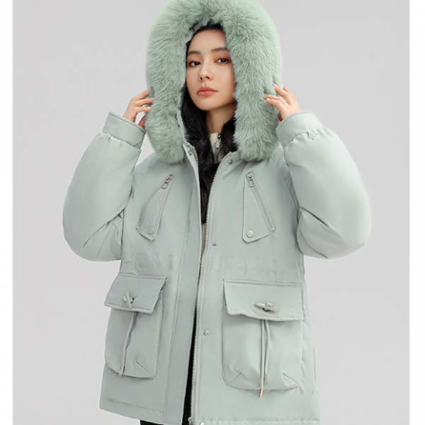 Horn Button Parka Women's Loose